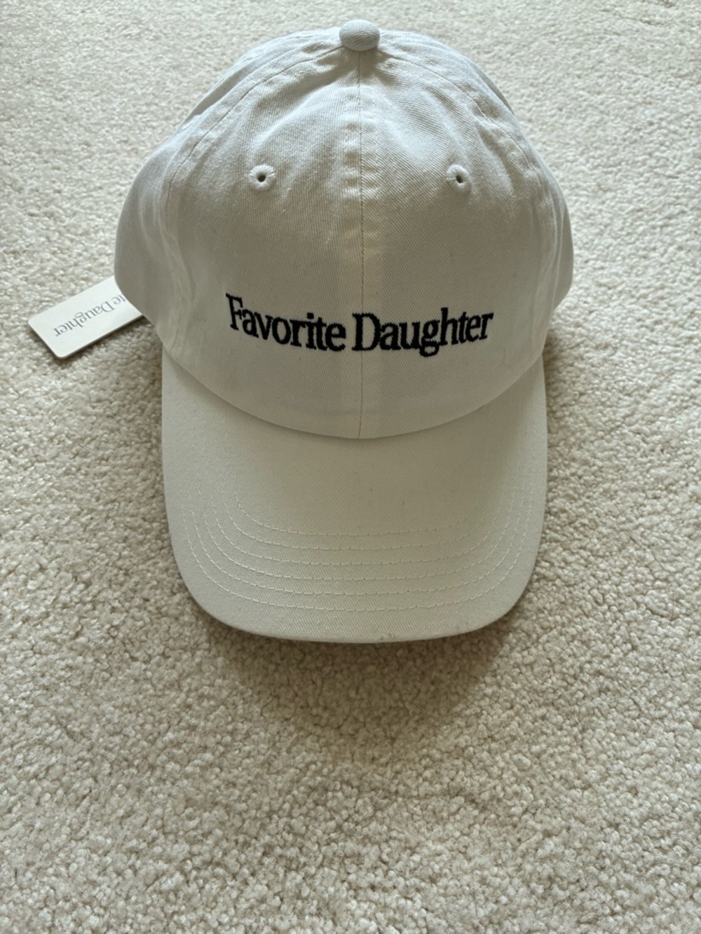 Favorite Daughter White Baseball Cap with Black Embroidery